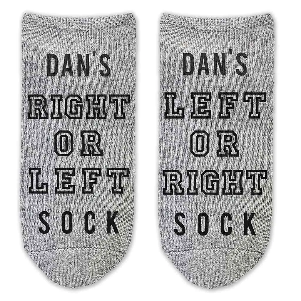 Funny Personalized Socks for Him, Right or Left Footie Socks