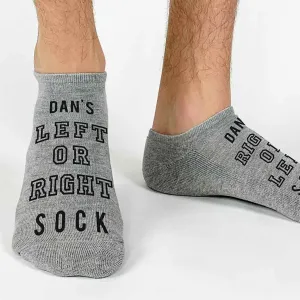 Funny Personalized Socks for Him, Right or Left Footie Socks