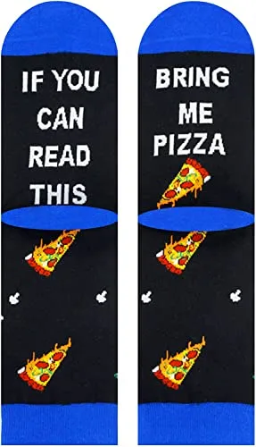 Funny Pizza Socks for Unisex Adult Who Love Pizza, Novelty Pizza Gifts,Men Women Gag Gifts, Gifts for Pizza Lovers, Funny Sayings If You Can Read This, Bring Me Pizza Socks