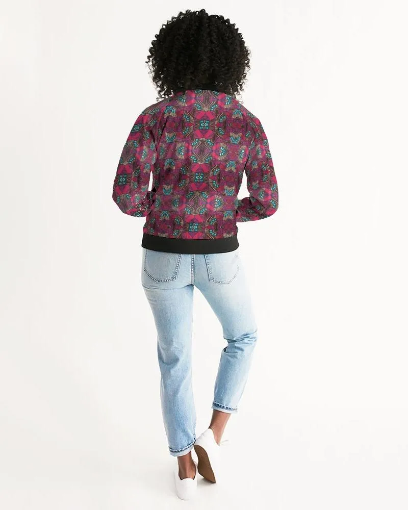 Fuschia African print Women's Bomber Jacket