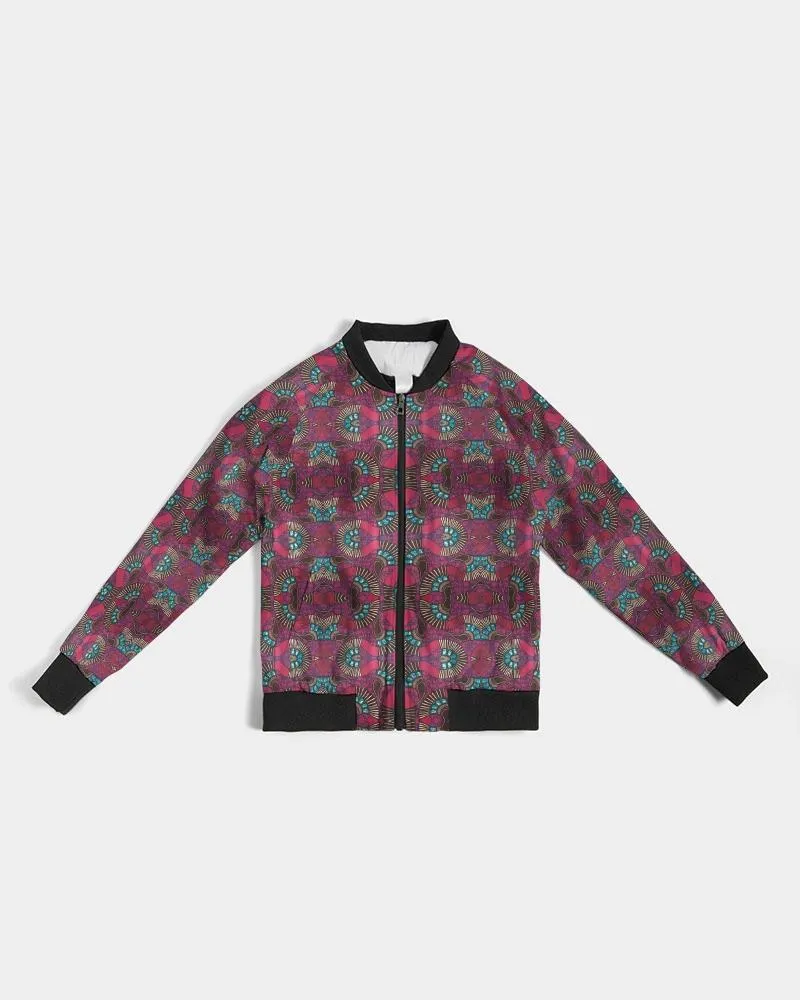 Fuschia African print Women's Bomber Jacket