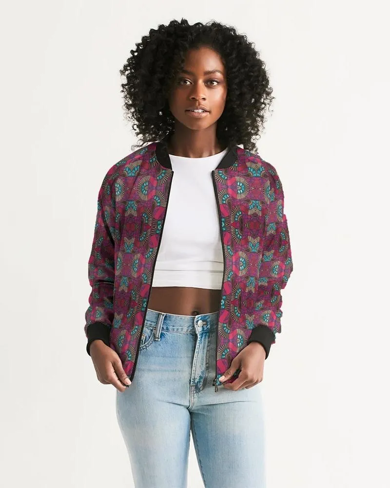 Fuschia African print Women's Bomber Jacket