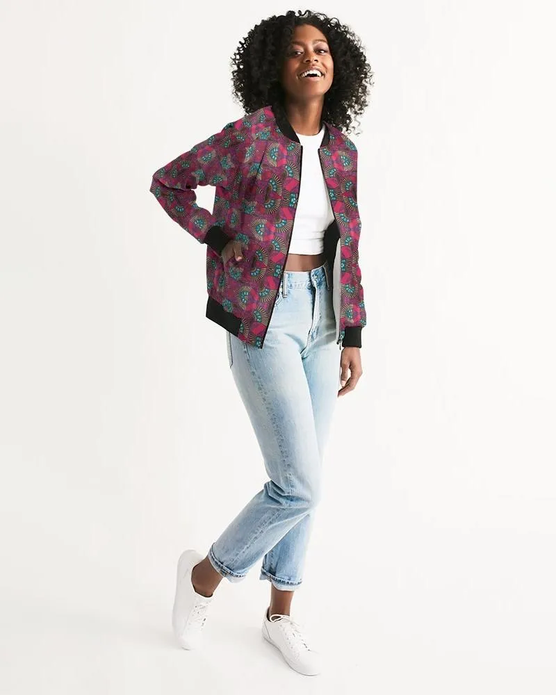 Fuschia African print Women's Bomber Jacket