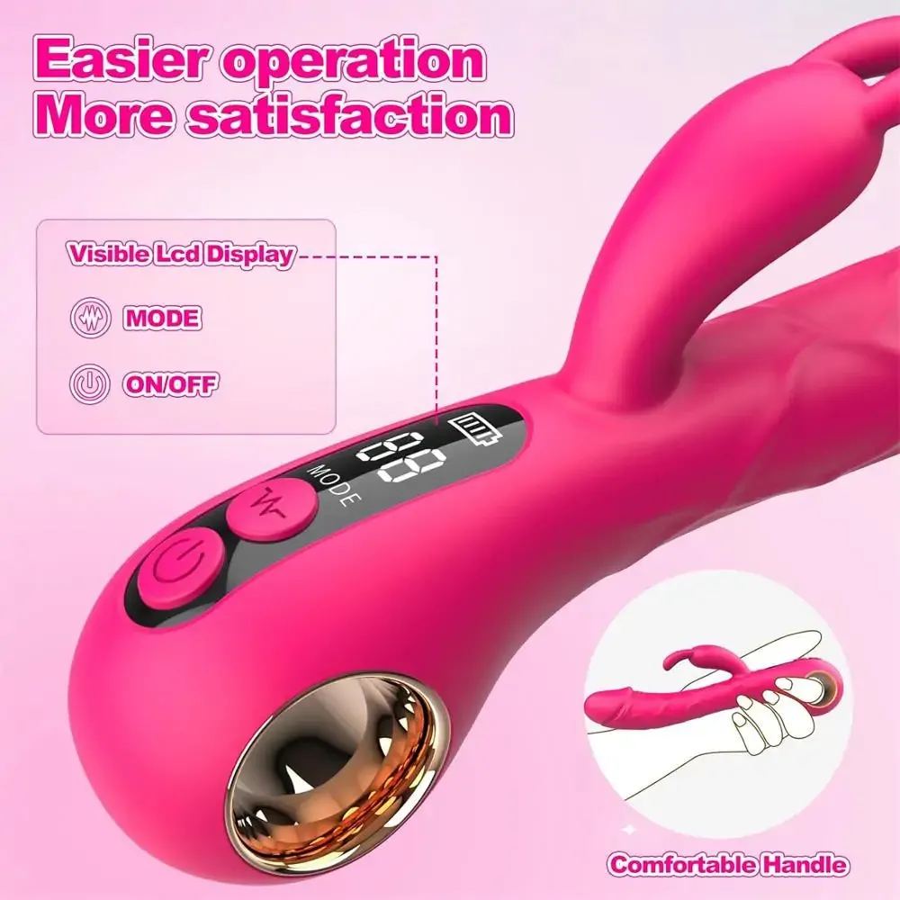 G-Spot Rabbit Vibrator with Handle LCD Display & 9 Powerful Vibrations