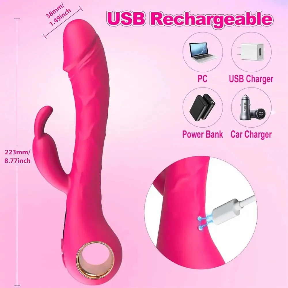 G-Spot Rabbit Vibrator with Handle LCD Display & 9 Powerful Vibrations
