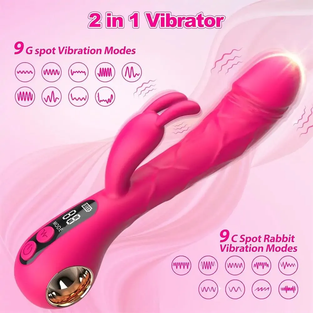 G-Spot Rabbit Vibrator with Handle LCD Display & 9 Powerful Vibrations