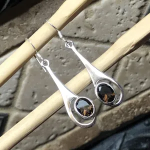 Genuine 2ct Smoky Topaz 925 Solid Sterling Silver Earrings 40mm