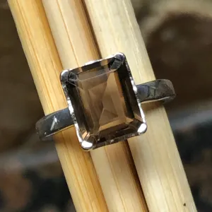 Genuine 2ct Smoky Topaz 925 Solid Sterling Silver Ring Size 6, 7, 8, 9