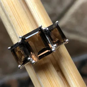Genuine 4ct Smoky Topaz 925 Solid Sterling Silver Ring Size 5, 6, 7, 8, 9