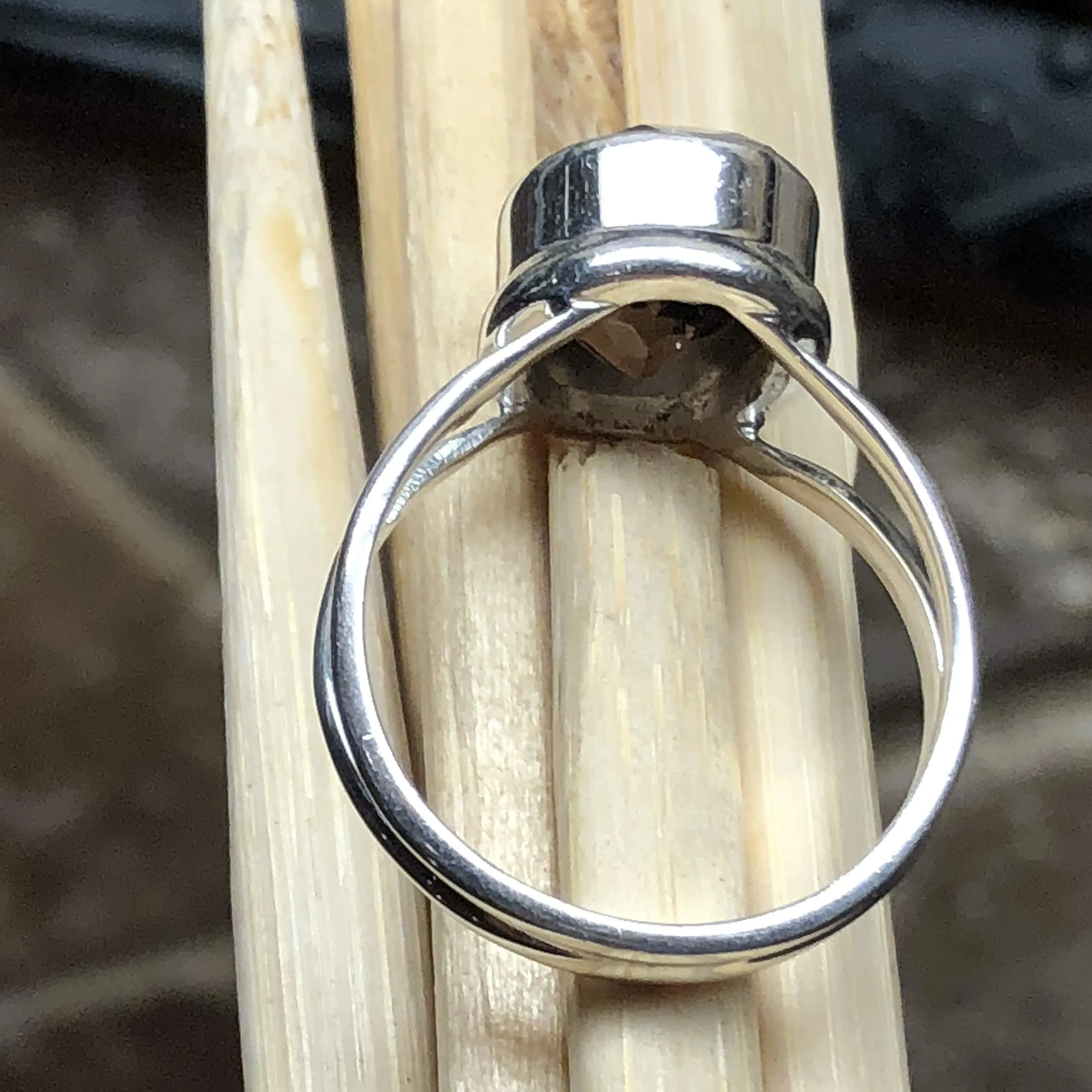 Genuine 6ct Smoky Topaz 925 Solid Sterling Silver Ring Size 7, 9