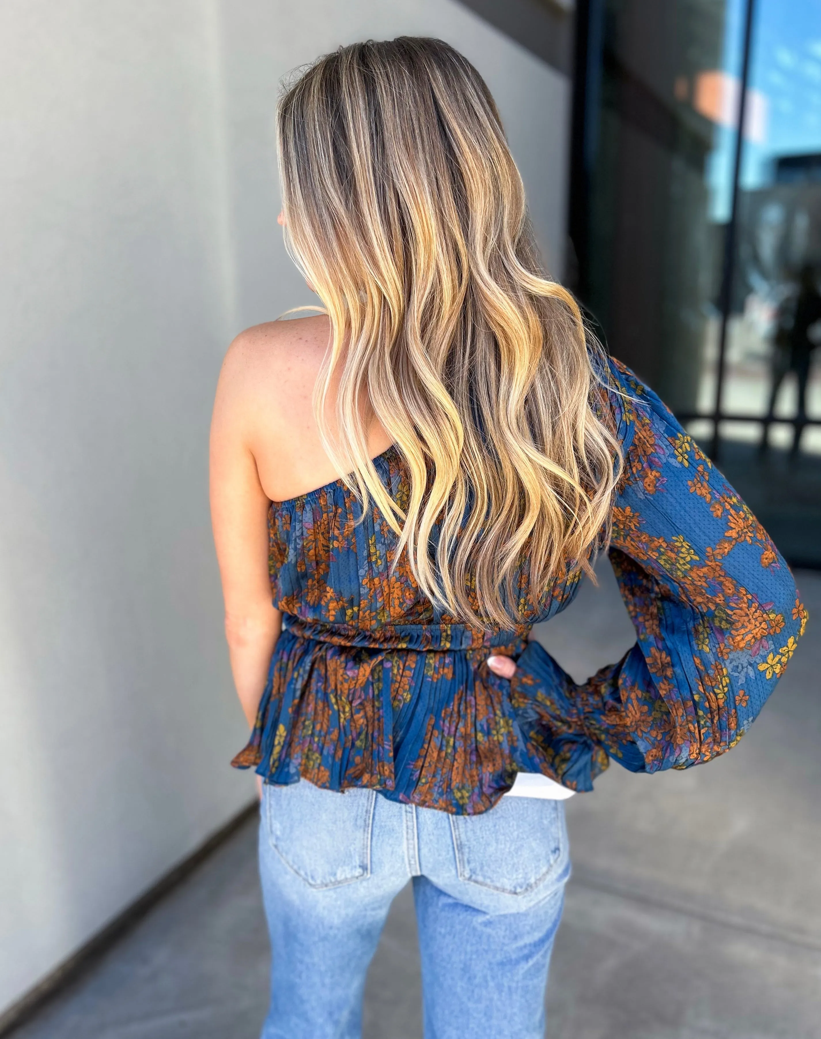 Gloria One Shoulder Pleated Top
