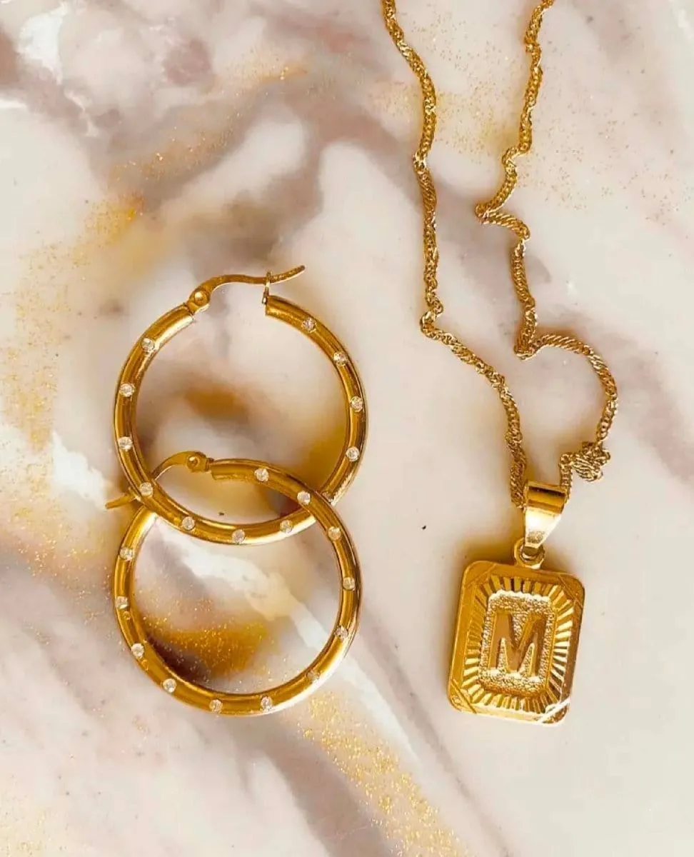Gold Letter Initial Medallion Necklace
