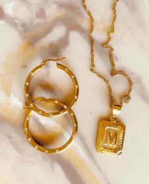 Gold Letter Initial Medallion Necklace