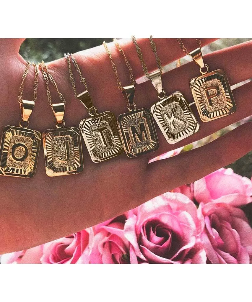Gold Letter Initial Medallion Necklace