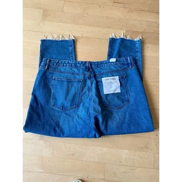 𝅺good American BNWOT &quot;Classic Straight leg&quot; blue jeans Women Plus sz 24 NEW