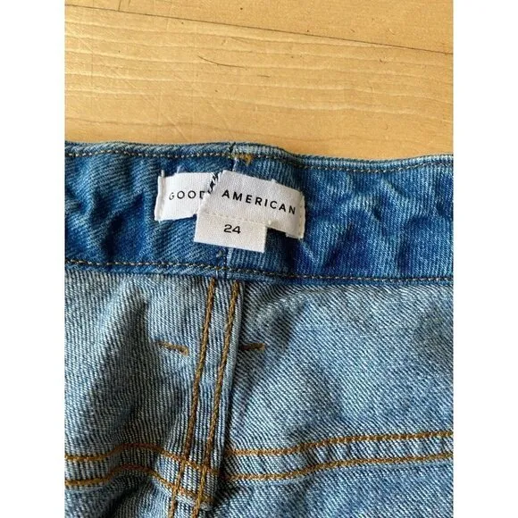 𝅺good American BNWOT &quot;Classic Straight leg&quot; blue jeans Women Plus sz 24 NEW