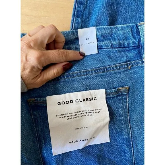 𝅺good American BNWOT &quot;Classic Straight leg&quot; blue jeans Women Plus sz 24 NEW