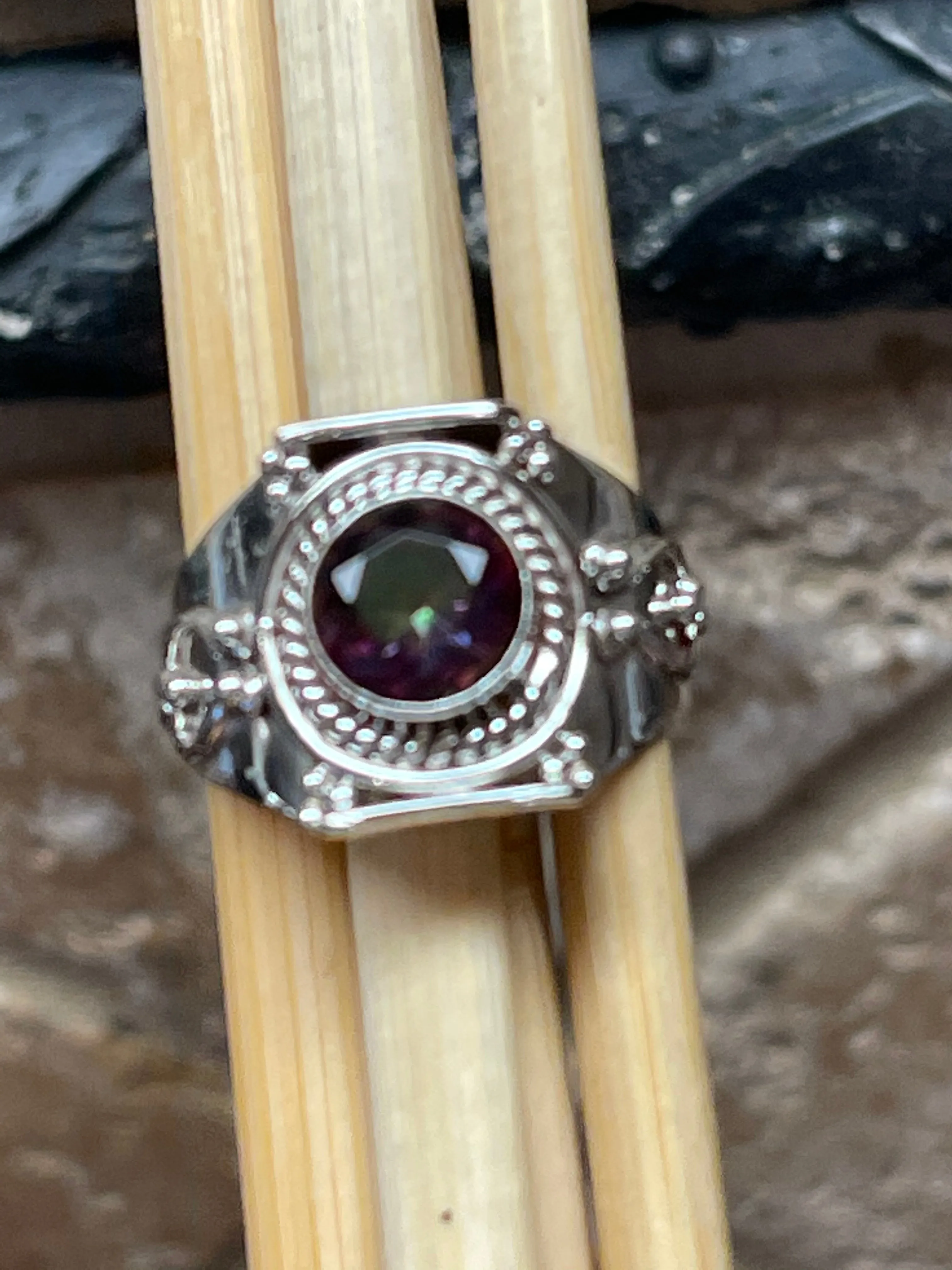 Gorgeous 1ct Mystic Topaz 925 Solid Sterling Silver Wedding Ring 6, 7.25, 8, 9.25