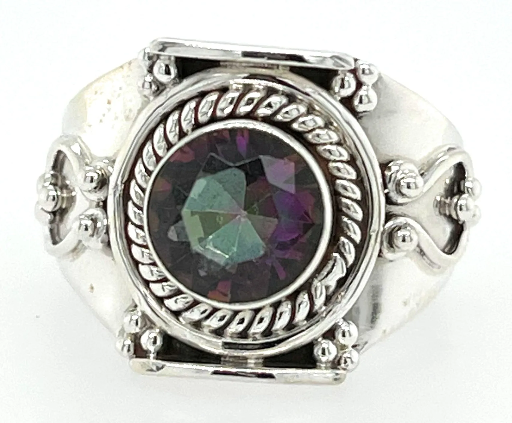 Gorgeous 1ct Mystic Topaz 925 Solid Sterling Silver Wedding Ring 6, 7.25, 8, 9.25