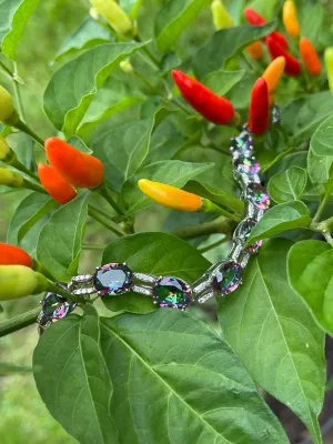Gorgeous 20ct Mystic Topaz 925 Solid Sterling Silver Bracelet 7"