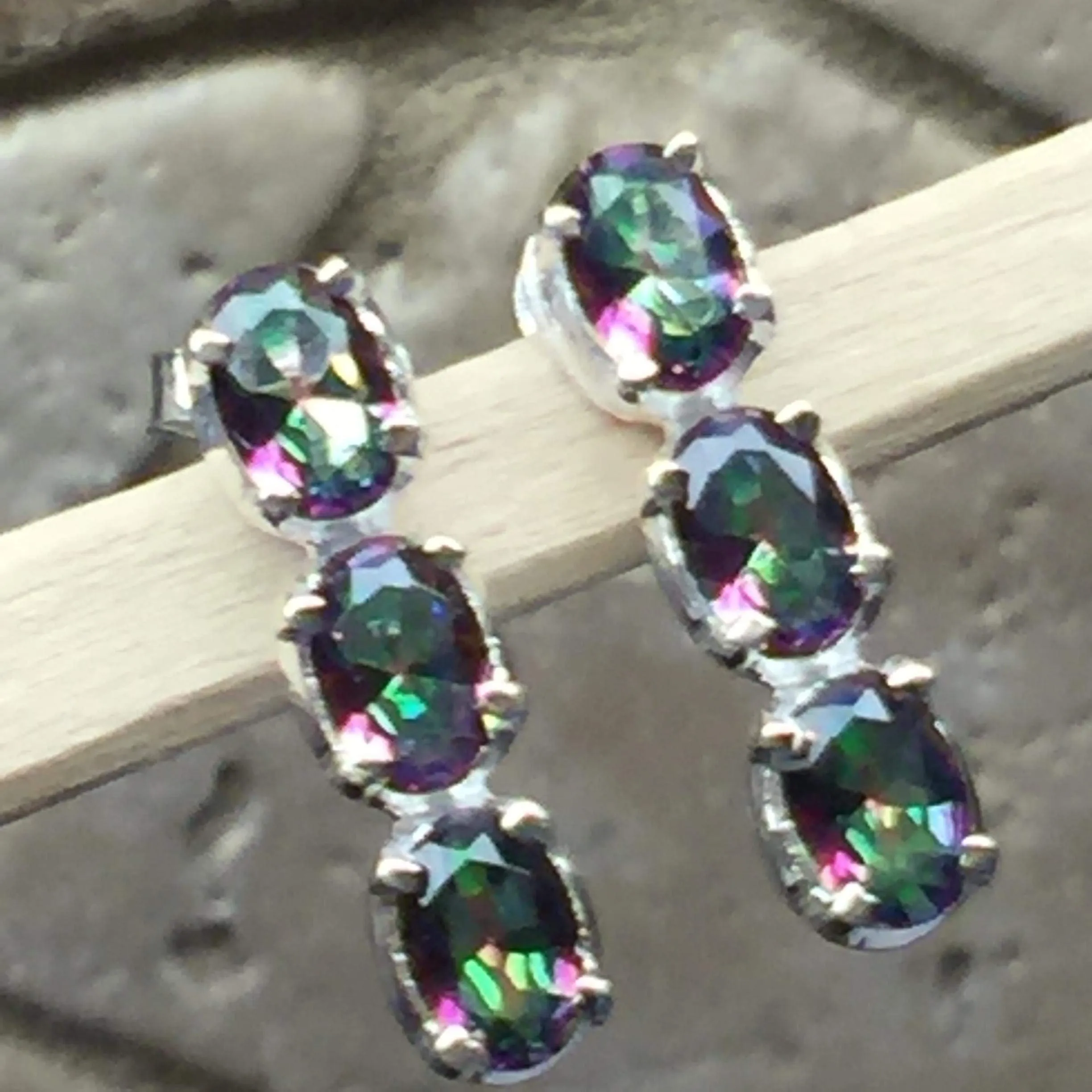 Gorgeous 2.5ct Mystic Topaz 925 Solid Sterling Silver Earrings 16mm