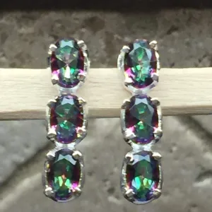 Gorgeous 2.5ct Mystic Topaz 925 Solid Sterling Silver Earrings 16mm