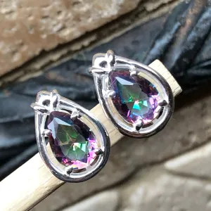 Gorgeous 2ct Mystic Topaz 925 Solid Sterling Silver Earrings 15mm