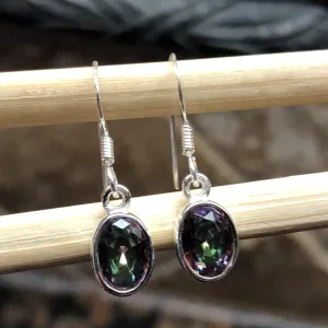 Gorgeous 2ct Mystic Topaz 925 Solid Sterling Silver Earrings 25mm
