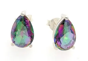 Gorgeous 2ct Mystic Topaz 925 Solid Sterling Silver Earrings 9mm