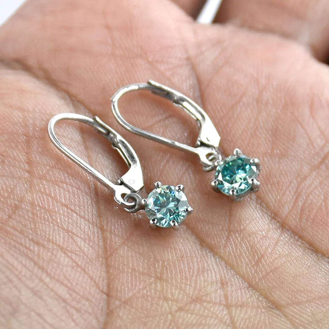Gorgeous 3.50 Ct AAA Certified Blue Diamond Dangler Earring in Prong Setting ! Lovely Gift for Wife, Girlfriend