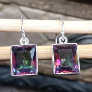 Gorgeous 4ct Mystic Topaz 925 Solid Sterling Silver Earrings 25mm