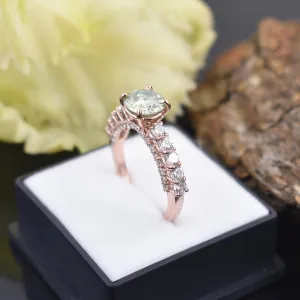 Gorgeous Blue Diamond Women's Ring with Accents in Rose-Gold! Certified 1.70 Ct Ideal For Anniversary Gift, Certified Diamond!