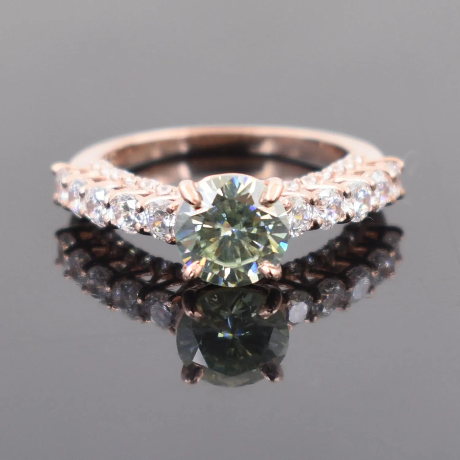 Gorgeous Blue Diamond Women's Ring with Accents in Rose-Gold! Certified 1.70 Ct Ideal For Anniversary Gift, Certified Diamond!