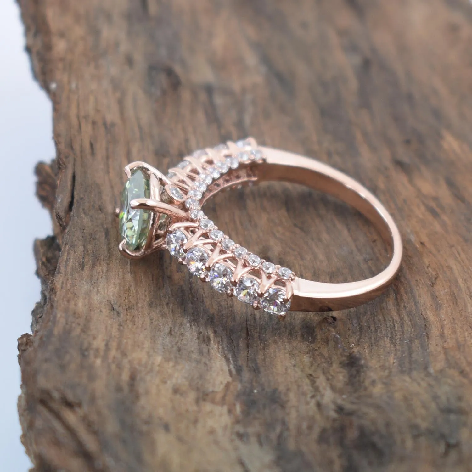 Gorgeous Blue Diamond Women's Ring with Accents in Rose-Gold! Certified 1.70 Ct Ideal For Anniversary Gift, Certified Diamond!