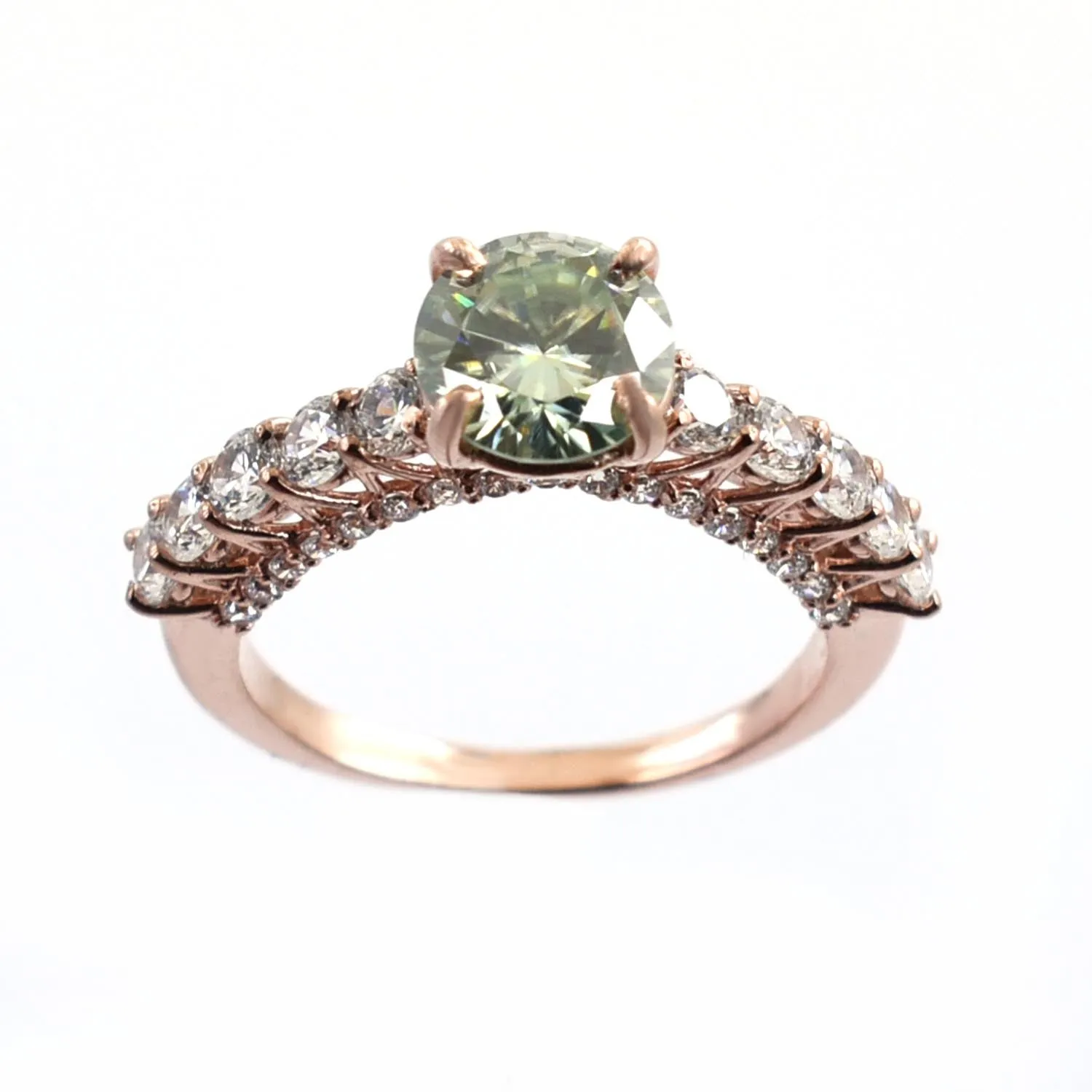 Gorgeous Blue Diamond Women's Ring with Accents in Rose-Gold! Certified 1.70 Ct Ideal For Anniversary Gift, Certified Diamond!