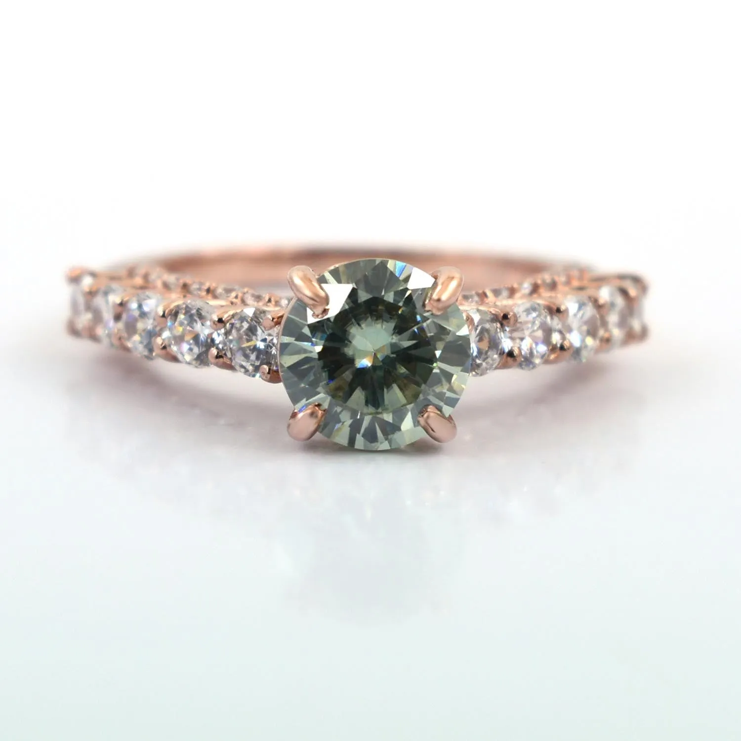 Gorgeous Blue Diamond Women's Ring with Accents in Rose-Gold! Certified 1.70 Ct Ideal For Anniversary Gift, Certified Diamond!