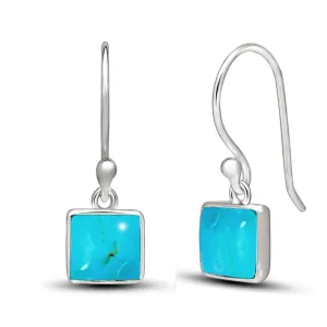 Gorgeous Blue Turquoise 925 Solid Sterling Silver Earrings 22mm
