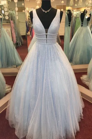 Gorgeous Deep V Neck Prom Dresses Evening Dresses Beading OHC142