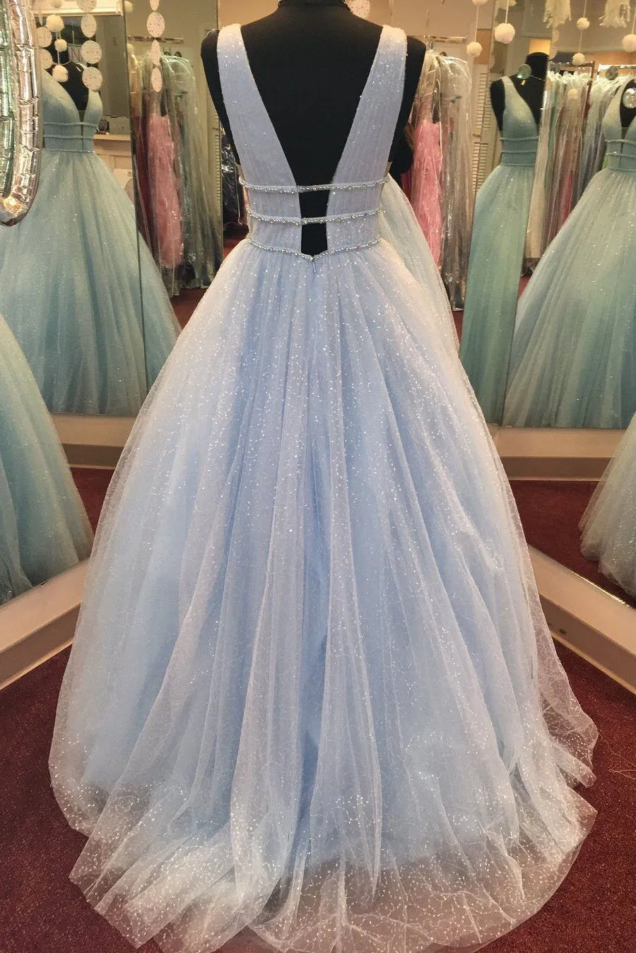 Gorgeous Deep V Neck Prom Dresses Evening Dresses Beading OHC142