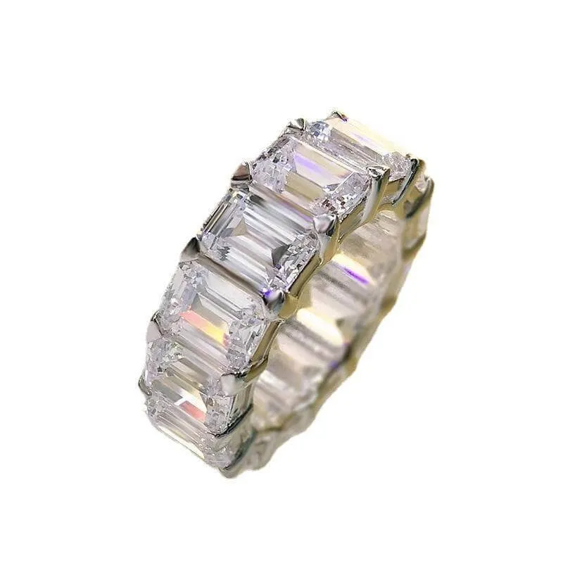 Gorgeous Emerald Cut Simulated Diamonds Women's Wedding Band