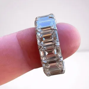 Gorgeous Emerald Cut Simulated Diamonds Women's Wedding Band
