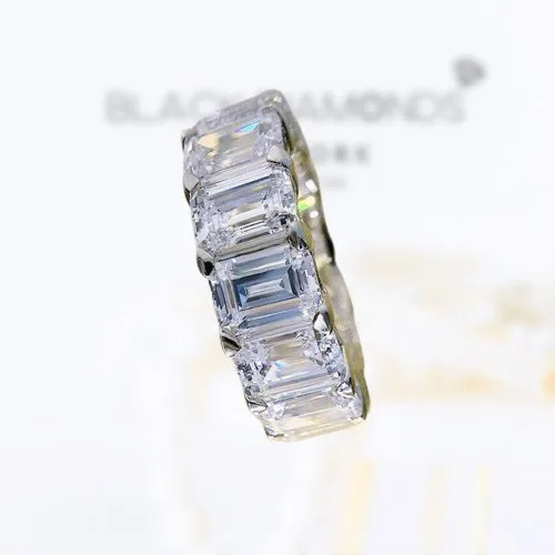 Gorgeous Emerald Cut Simulated Diamonds Women's Wedding Band