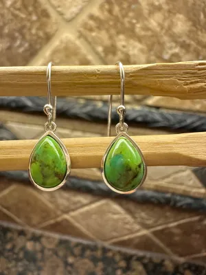 Gorgeous Green Turquoise 925 Solid Sterling Silver Earrings 25mm