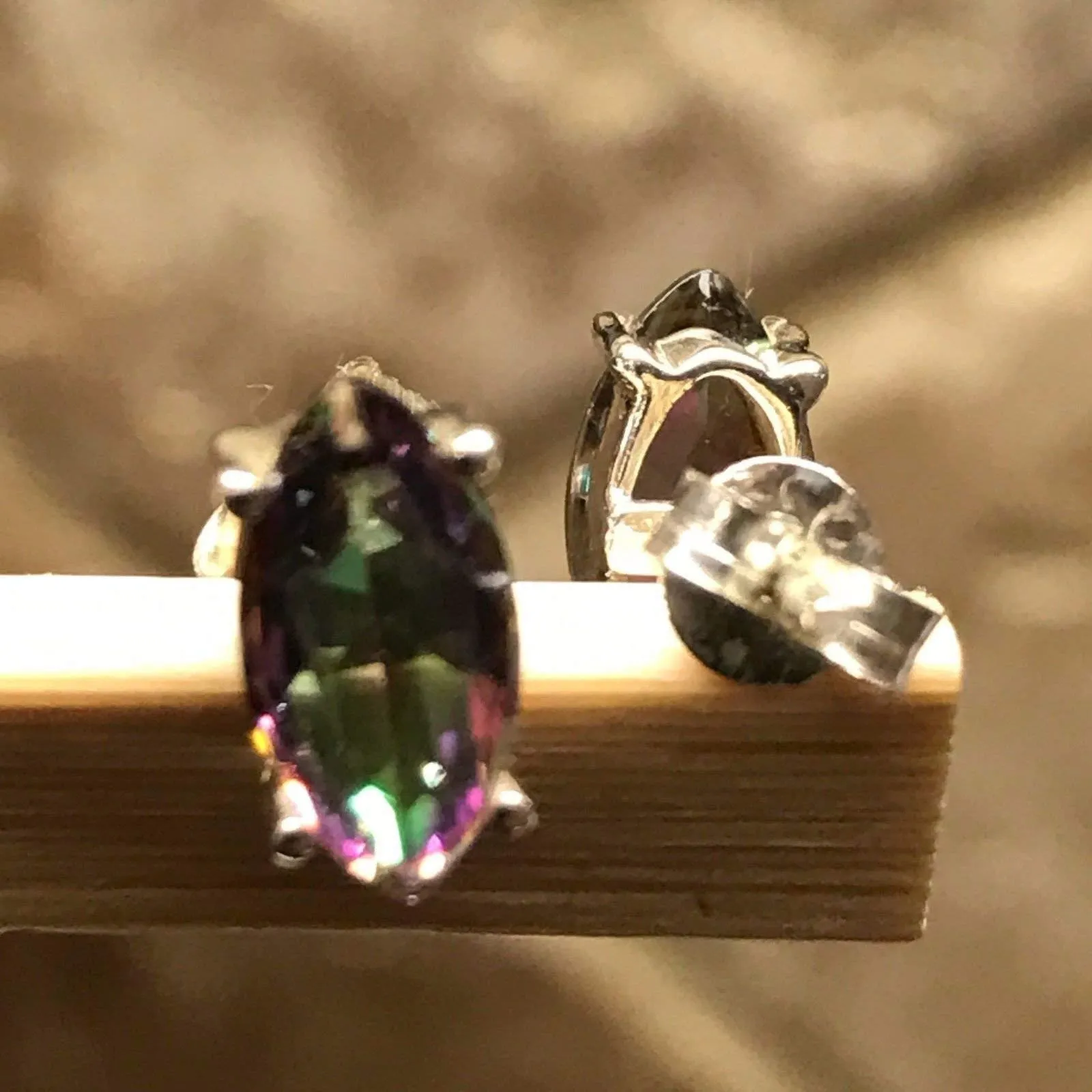 Gorgeous Mystic Topaz 925 Solid Sterling Silver Earrings 9mm