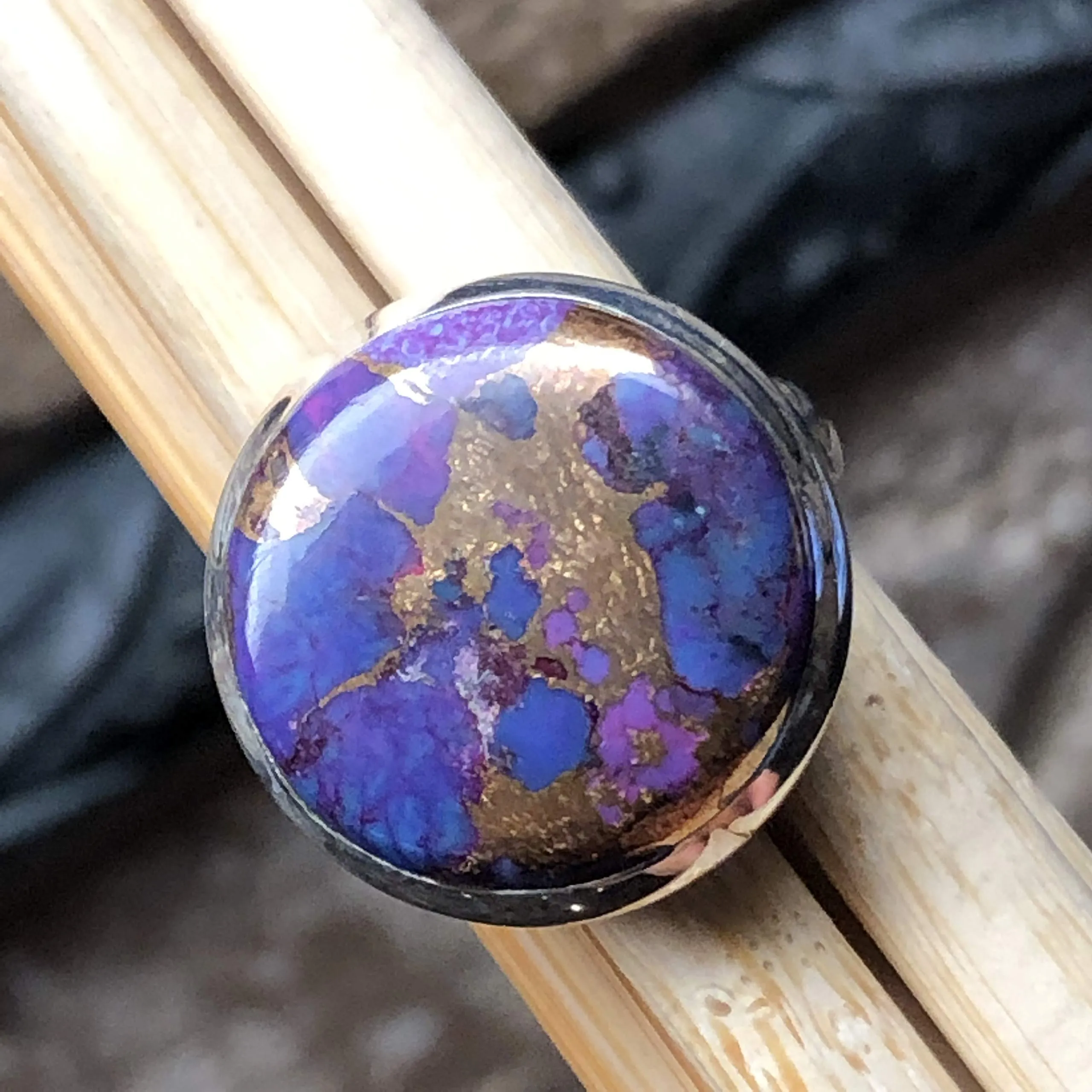 Gorgeous Purple Copper Mohave Turquoise 925 Solid Sterling Silver Ring Size 6.5