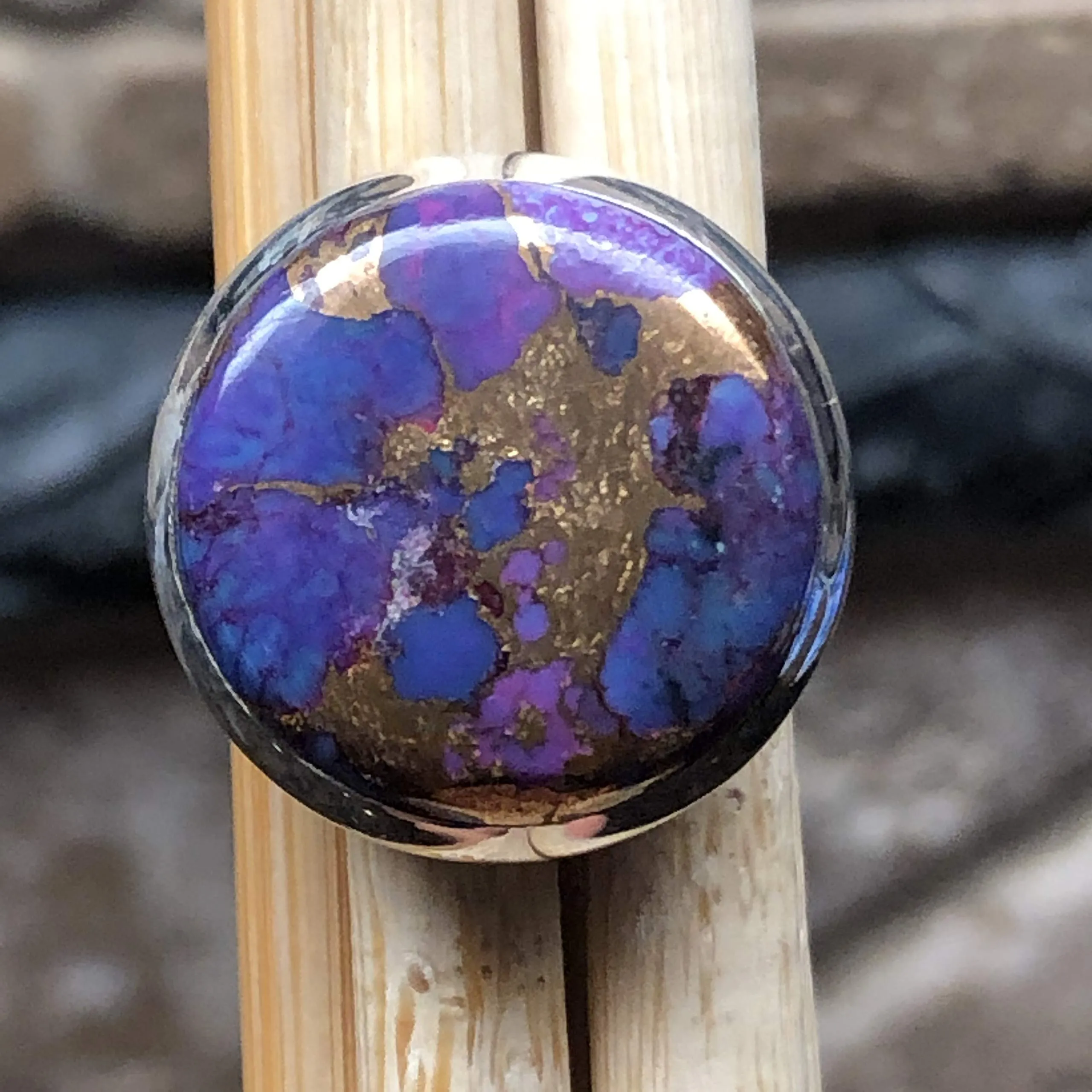 Gorgeous Purple Copper Mohave Turquoise 925 Solid Sterling Silver Ring Size 6.5