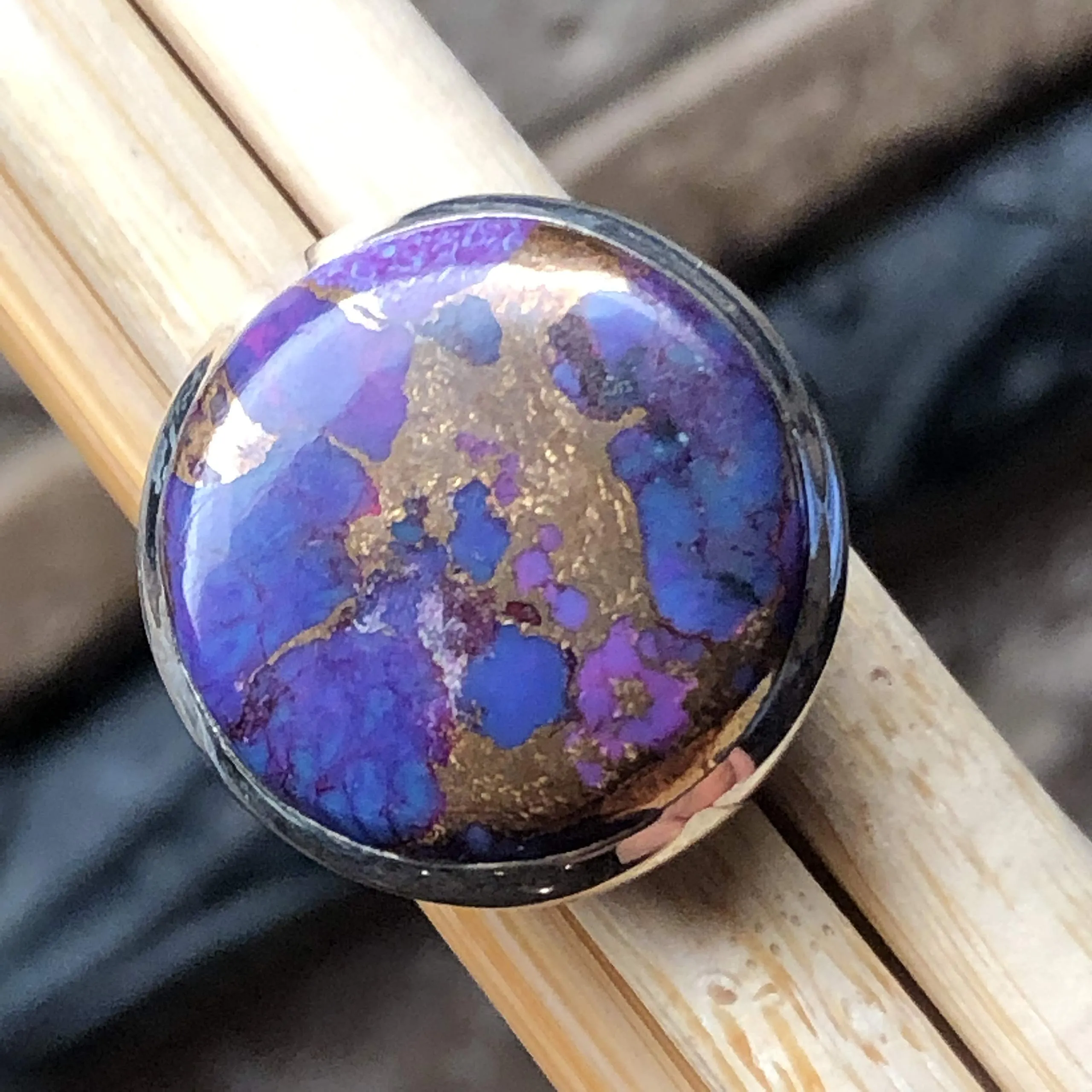 Gorgeous Purple Copper Mohave Turquoise 925 Solid Sterling Silver Ring Size 6.5