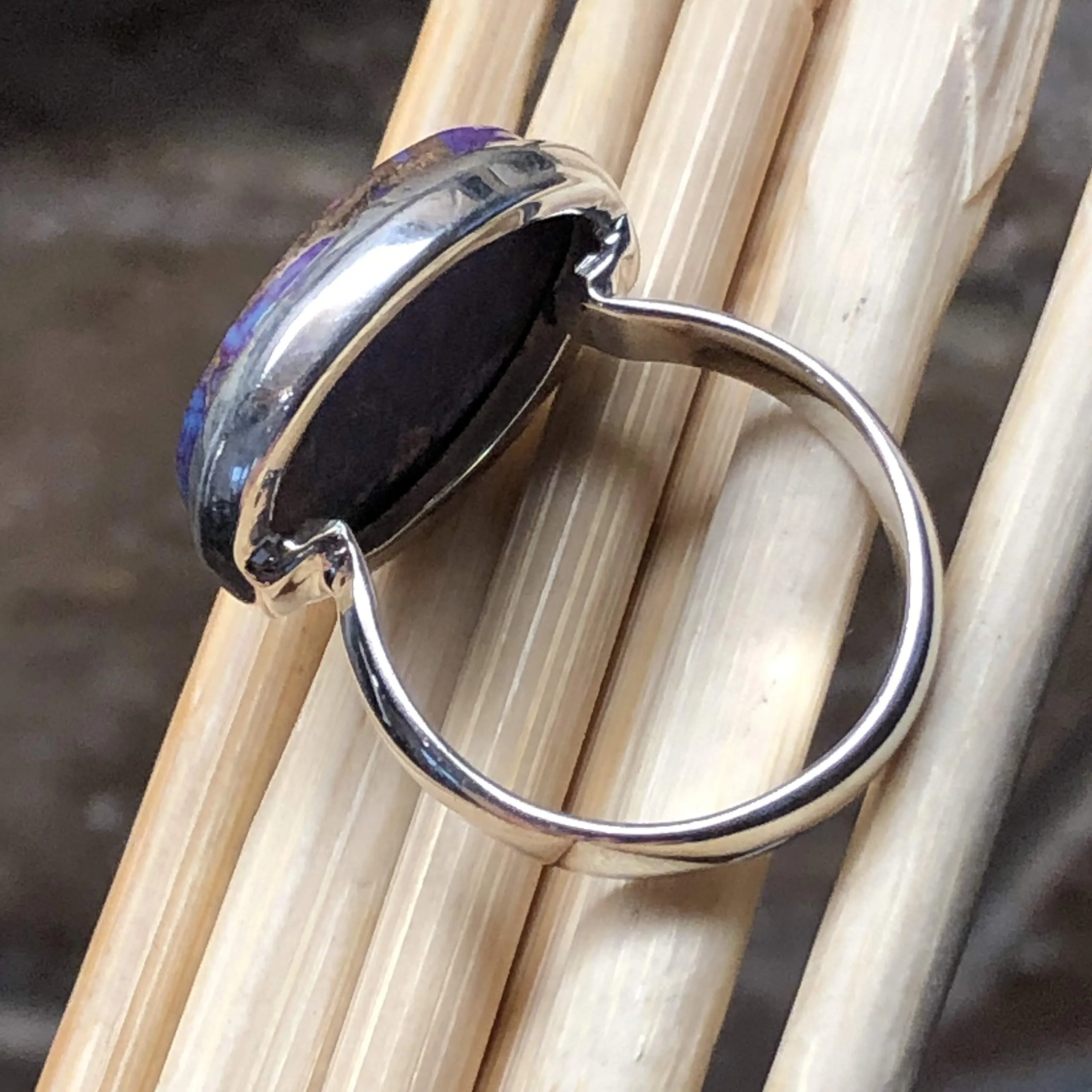 Gorgeous Purple Copper Mohave Turquoise 925 Solid Sterling Silver Ring Size 6.5