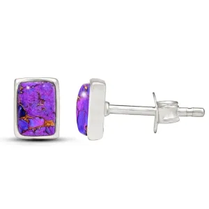 Gorgeous Purple Mohave Turquoise 925 Solid Sterling Silver Earrings 7mm