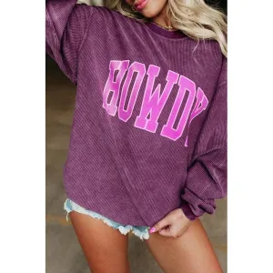Graphic Print Ribbed Casual Sweatshirt